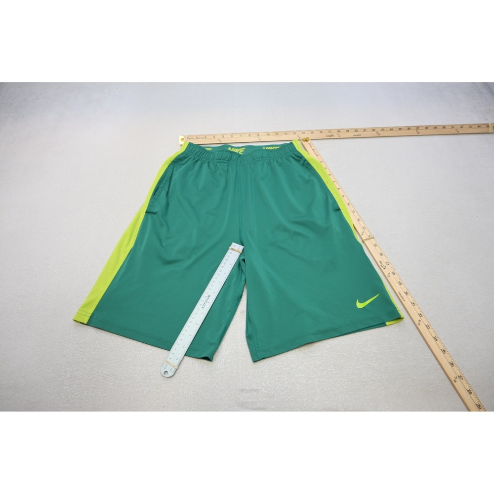 Nike Athletic Gym Shorts Mens Medium Green Neon Yellow Dri-FIT Training